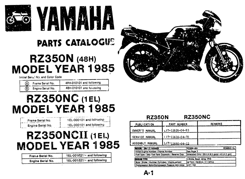 Yamaha Motorcycle Vin Number Year Chart